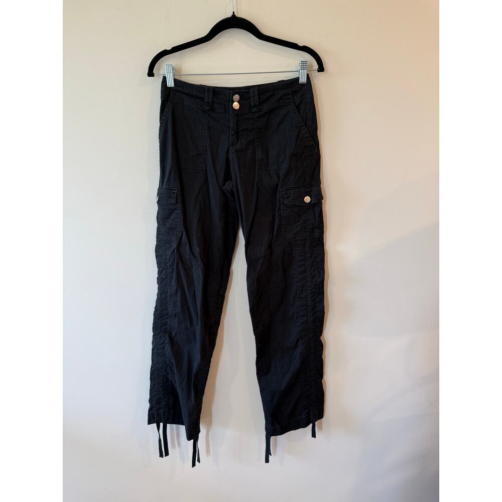I. AM. GIA Mid Rise Rider Cargo Pants Adjustable Black Women's Size Small